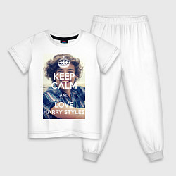 Пижама хлопковая детская Keep Calm & Love Harry Styles, цвет: белый