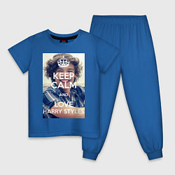 Пижама хлопковая детская Keep Calm & Love Harry Styles, цвет: синий