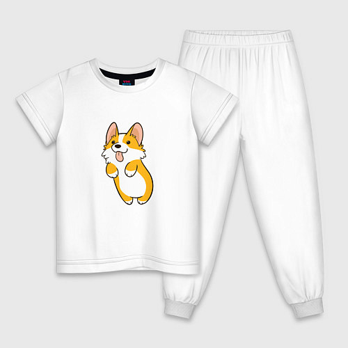 Детская пижама Корги лапочка / Белый – фото 1