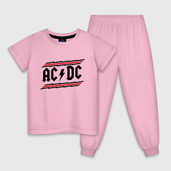 Пижама хлопковая детская AC/DC Voltage цвета светло-розовый — фото 1