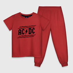 Пижама хлопковая детская AC/DC Voltage, цвет: красный
