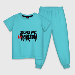 Пижама хлопковая детская Bring me the horizon, цвет: бирюзовый