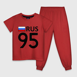 Пижама хлопковая детская RUS 95 цвета красный — фото 1