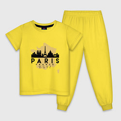 Пижама хлопковая детская Париж - Франция цвета желтый — фото 1
