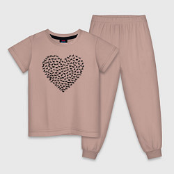 Пижама хлопковая детская Собаковое сердце, цвет: пыльно-розовый