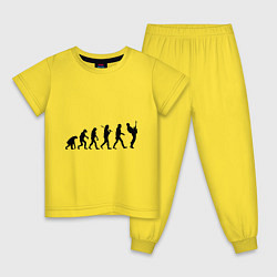 Пижама хлопковая детская Эволюция рока, цвет: желтый
