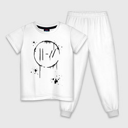 Пижама хлопковая детская TWENTY ONE PILOTS TOP, цвет: белый