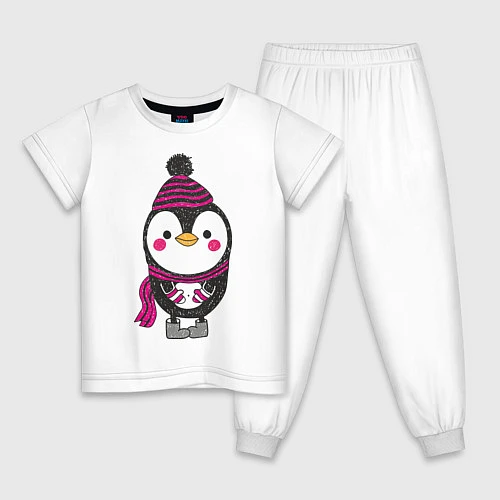 Детская пижама Пингвин в валенках / Белый – фото 1