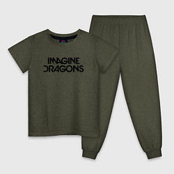 Пижама хлопковая детская IMAGINE DRAGONS, цвет: меланж-хаки
