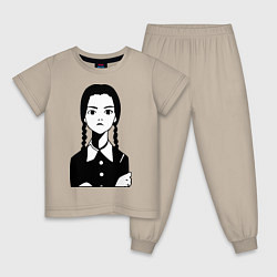 Пижама хлопковая детская Wednesday Addams, цвет: миндальный