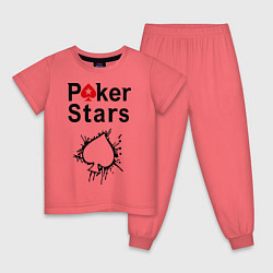 Пижама хлопковая детская Poker Stars, цвет: коралловый