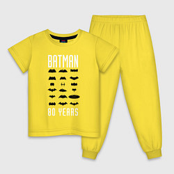 Пижама хлопковая детская Batman Logos, цвет: желтый