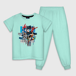 Пижама хлопковая детская Лига Справедливости, цвет: мятный