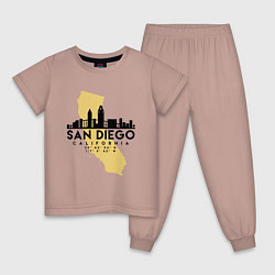 Пижама хлопковая детская Сан-Диего Калифрния, цвет: пыльно-розовый