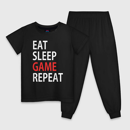 Детская пижама Eat sleep game repeat / Черный – фото 1