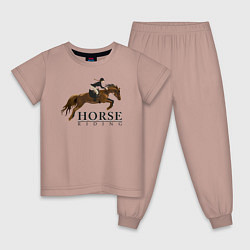 Пижама хлопковая детская HORSE RIDING, цвет: пыльно-розовый