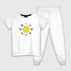 Пижама хлопковая детская Солнечная Система, цвет: белый