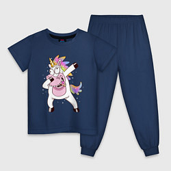Пижама хлопковая детская Dabbing Unicorn, цвет: тёмно-синий