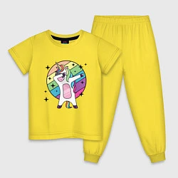 Пижама хлопковая детская Dab Unicorn, цвет: желтый