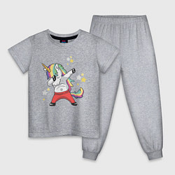 Пижама хлопковая детская Единорог, цвет: меланж