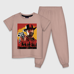 Пижама хлопковая детская Red dead redemption 2, цвет: пыльно-розовый