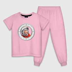 Пижама хлопковая детская Гагарин ?? 1, цвет: светло-розовый