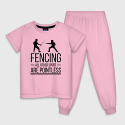 Пижама хлопковая детская Fencing, цвет: светло-розовый