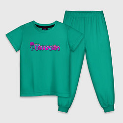 Пижама хлопковая детская Terraria, цвет: зеленый