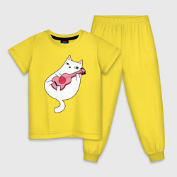 Пижама хлопковая детская Music Cat, цвет: желтый