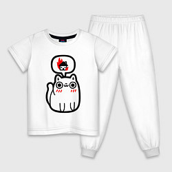 Пижама хлопковая детская Real Cat, цвет: белый