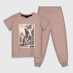 Пижама хлопковая детская Рыцарь, пинающий Дракона баллада о рыцаре Джоне Ла, цвет: пыльно-розовый