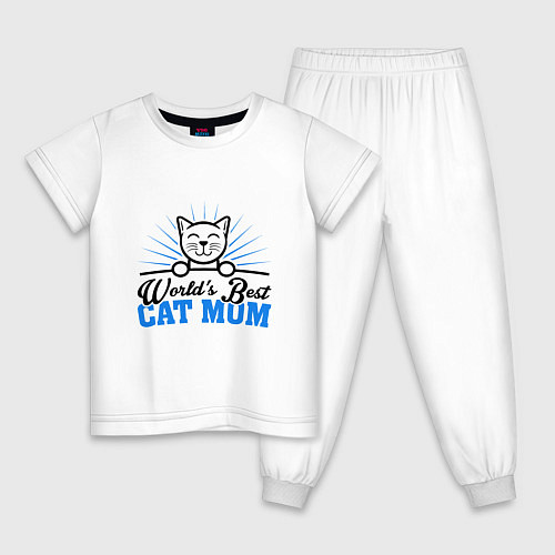 Детская пижама Лучшая мама кошек / Белый – фото 1