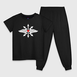 Пижама хлопковая детская Войска связи, цвет: черный
