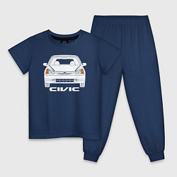 Пижама хлопковая детская Honda Civic EP 7gen, цвет: тёмно-синий