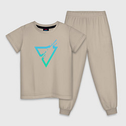Пижама хлопковая детская Liquid Triangle, цвет: миндальный
