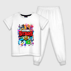 Пижама хлопковая детская BRAWL STARS, цвет: белый