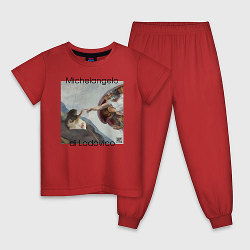 Детская пижама Сотворение Адама / Красный – фото 1