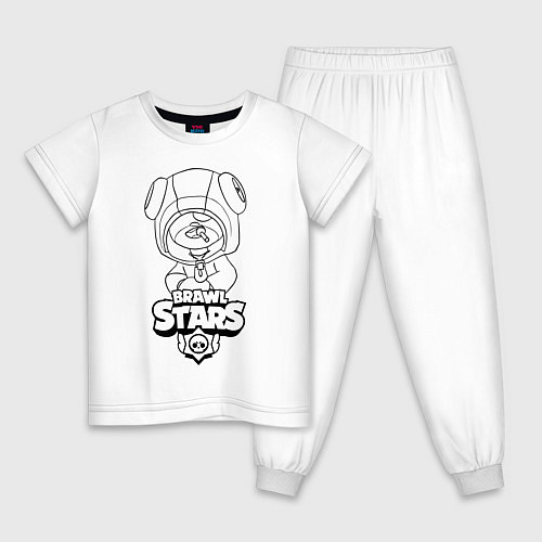 Детская пижама Brawl Stars LEON раскраска / Белый – фото 1