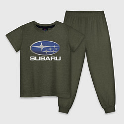 Пижама хлопковая детская SUBARU, цвет: меланж-хаки