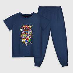 Пижама хлопковая детская Sonic Pixel Friends, цвет: тёмно-синий