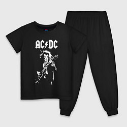 Пижама хлопковая детская ACDC, цвет: черный