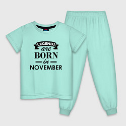 Пижама хлопковая детская Legends are born in November, цвет: мятный