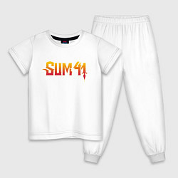 Пижама хлопковая детская Logo SUM, цвет: белый