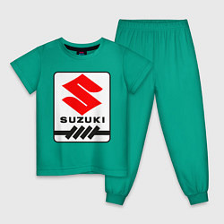 Пижама хлопковая детская Suzuki, цвет: зеленый