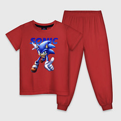 Пижама хлопковая детская SONIC, цвет: красный