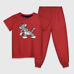 Пижама хлопковая детская Angry Tom, цвет: красный