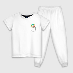 Пижама хлопковая детская Картман в кармане, цвет: белый