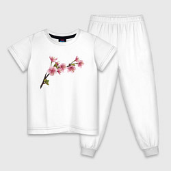 Пижама хлопковая детская Весна 2020, цвет: белый