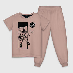 Пижама хлопковая детская NASA цвета пыльно-розовый — фото 1
