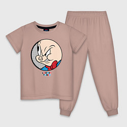 Пижама хлопковая детская Porky Pig, цвет: пыльно-розовый